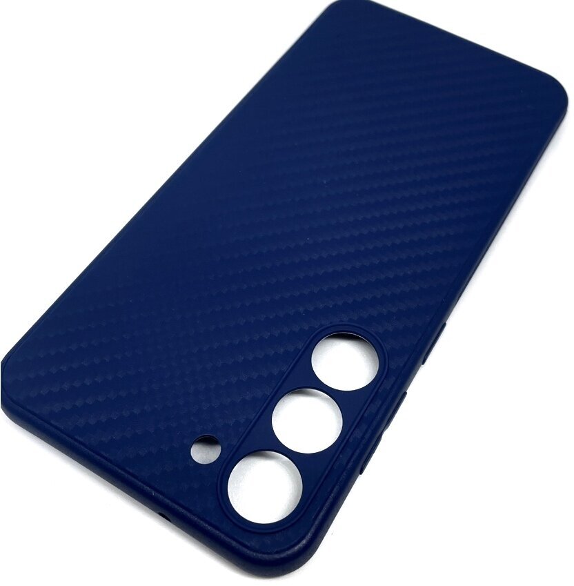 Чехол силиконовый для Samsung Galaxy S23, синий карбон — фото 1