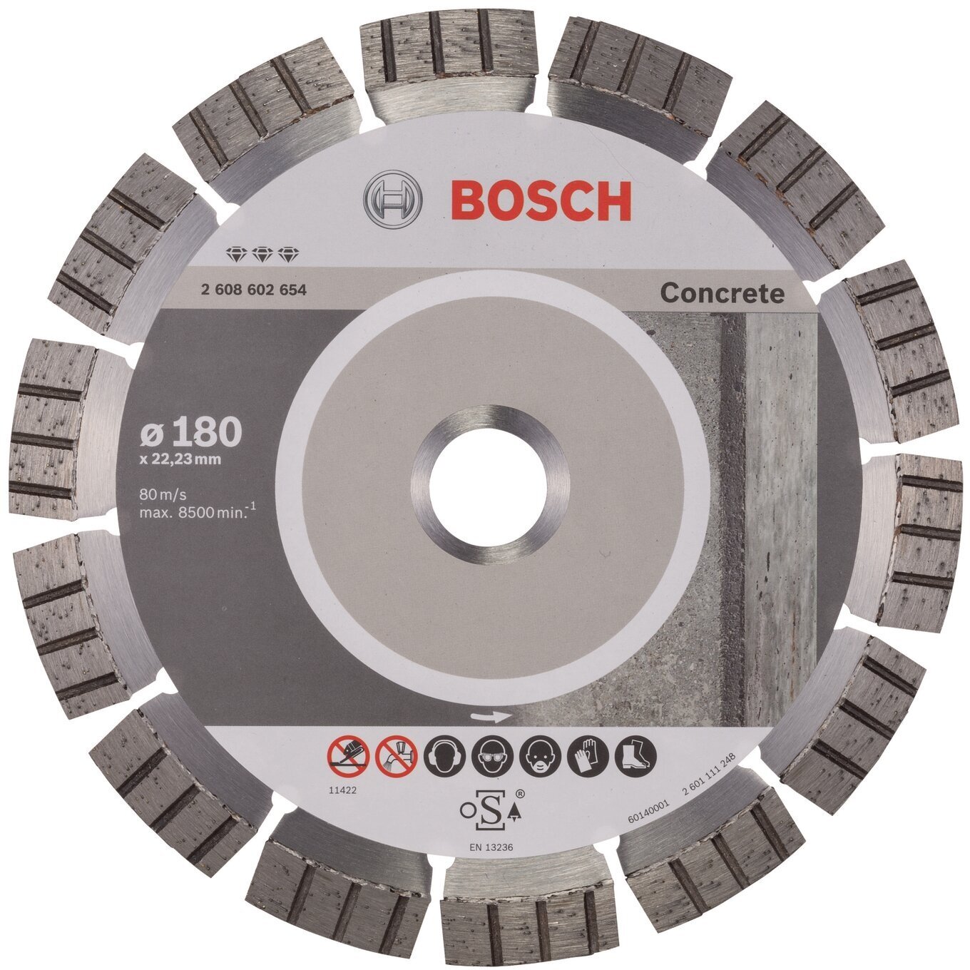 Диск алмазный сегментный BOSCH бетон Concrete 180х22 мм (1 шт.) (2608602654), шт