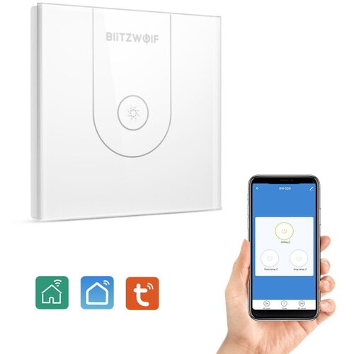 Умный настенный выключатель света BlitzWolf BW-SS9 1 Way Wi-Fi Smart Wall Light Switch White 2565₽