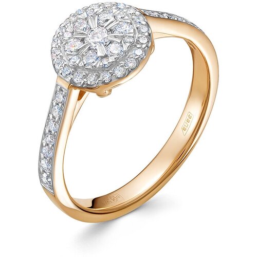 фото Кольцо vesna jewelry, красное золото, 585 проба, родирование, бриллиант, размер 17, бесцветный