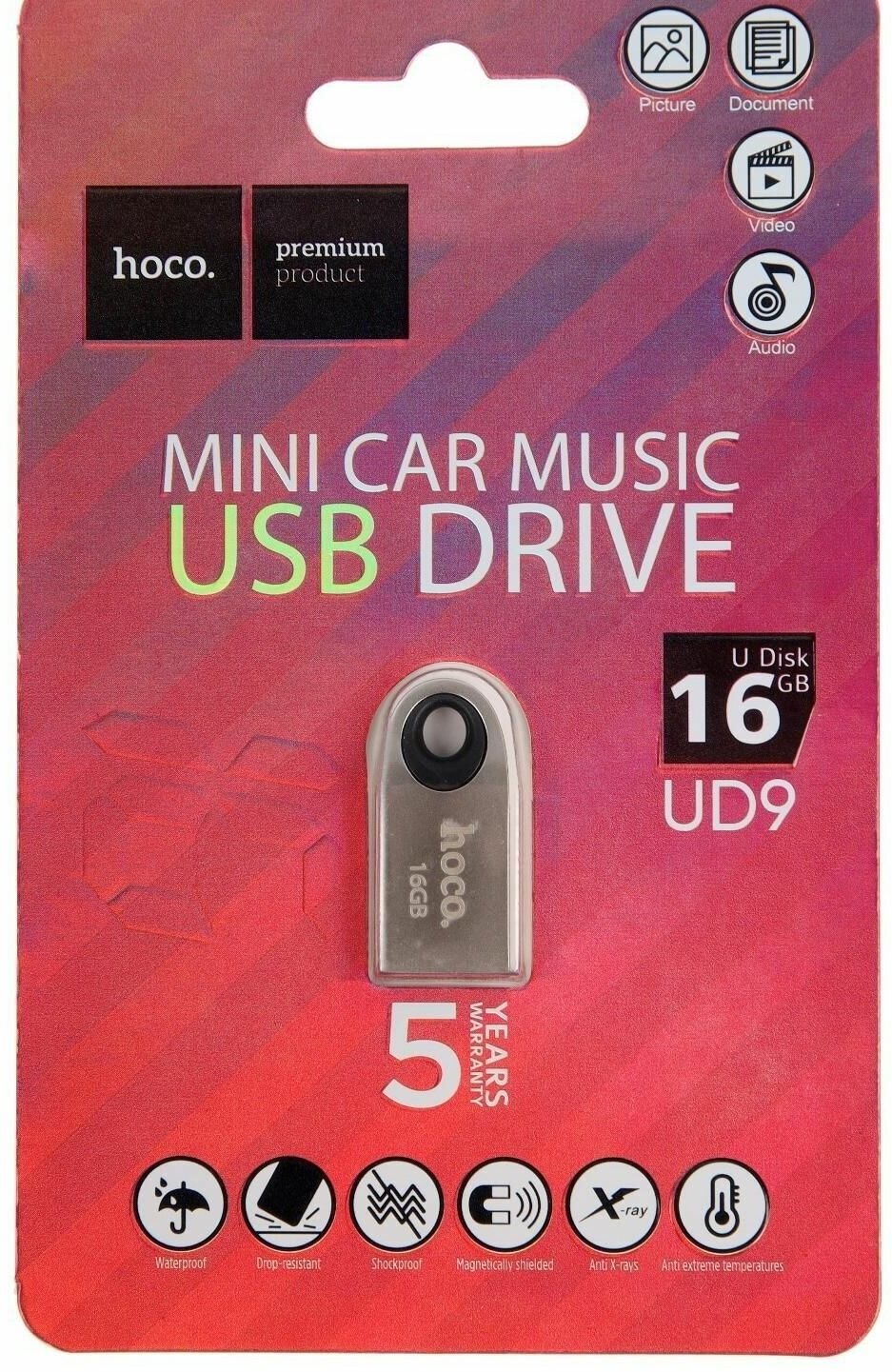 Флешка Hoco UD9 Insightful, 16 Гб, USB2.0, чт до 25 Мб/с, зап до 10 Мб/с, металл, серая - фотография № 3