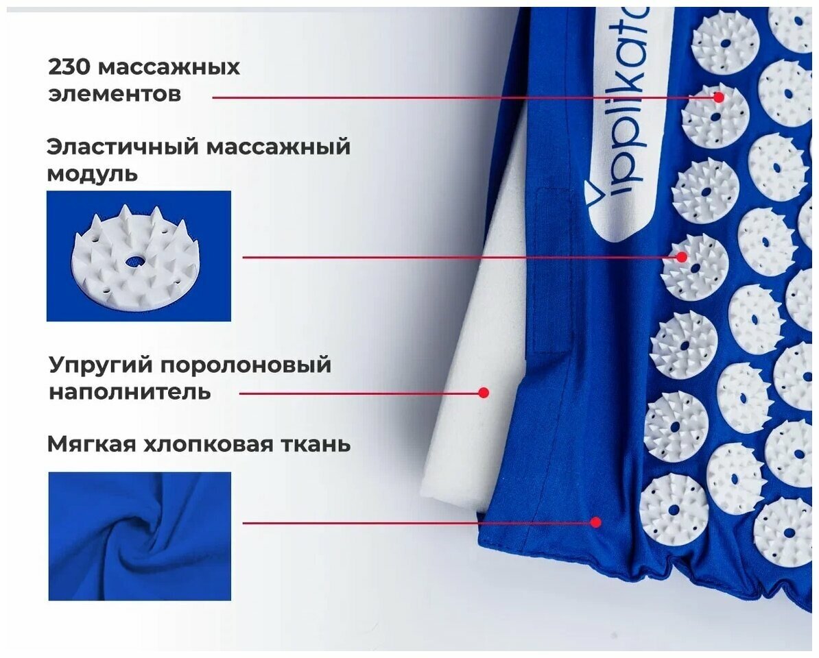 Массажный акупунктурный коврик для ног и валик в чехле (фиолетовый) - фотография № 4