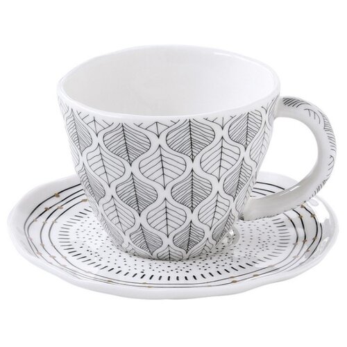 фото Набор из 2 чашек с блюдцами для кофе "organic collection" (листья) в цветной упаковке easy life