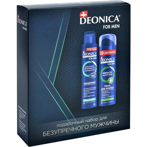 Подарочный набор Deonica for Men Невидимый антиперспирант + пена для бритья