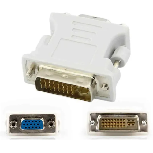 Переходник DVI-I Dual link - VGA / DVI-VGA 29 M / 15 F / Дивиай ВГА / для Подключения к ПК / Компьютеру / Видеокарте / Проектора / Ноутбука / Белый переходник адаптер dvi svga белый