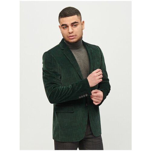 Пиджак DELMONT, силуэт полуприлегающий, однобортный, размер (48)M, зеленый