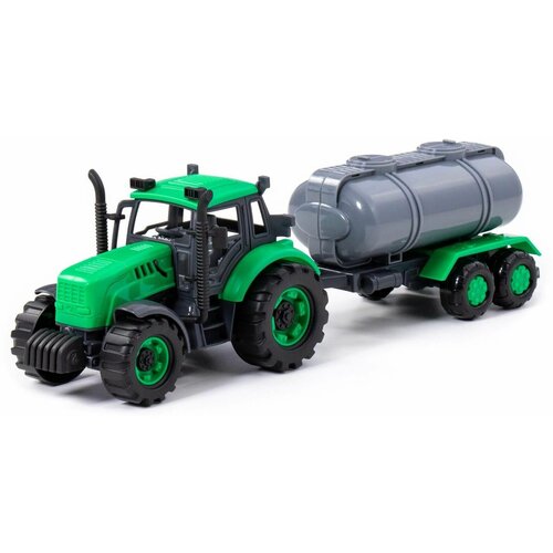 Трактор Прогресс с прицепом-цистерной инерционный зеленый 91567 трактор прогресс с прицепом цистерной синий