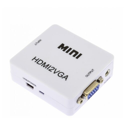 Переходник (адаптер) HDMI-VGA, белый переходник адаптер hdmi vga 0 2 м белый