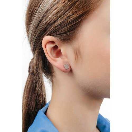 Серьги пусеты серебро, 925 проба, фианит, серебряный