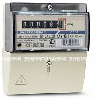 Счетчик э/энергии 1-фаз, 5 - 60А CE101 R5.1 145 М6 к. т.1.0, 1-тар ...