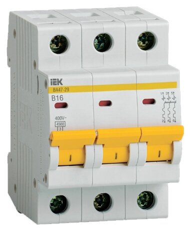 Автоматический выключатель IEK ВА 47-29 3P (B) 4,5kA 16 А