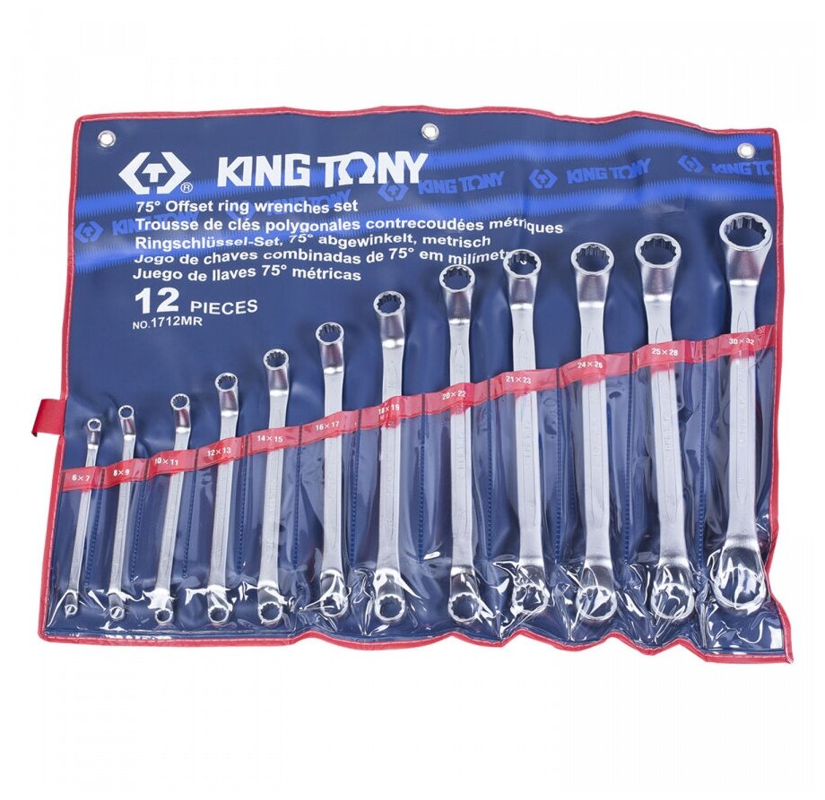 KING TONY Набор накидных ключей, 6-32 мм, 12 предметов 1712MR