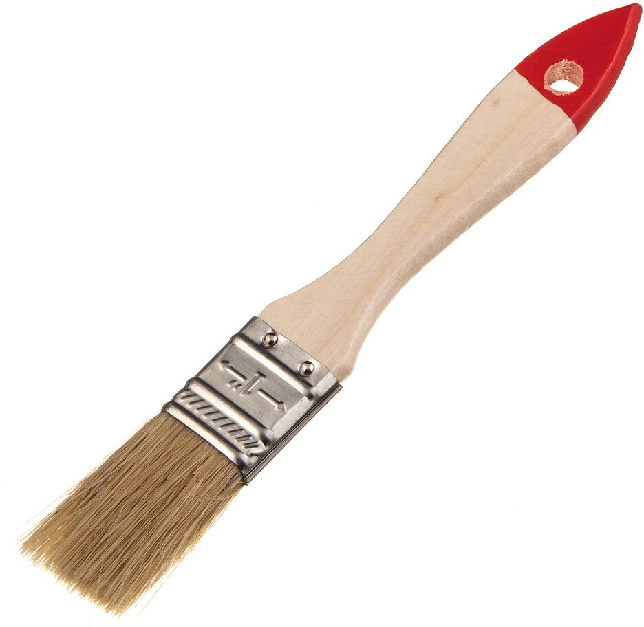 фото Кисть плоская натуральная щетина 25х8 мм для эмалей и лаков на алкидной основе