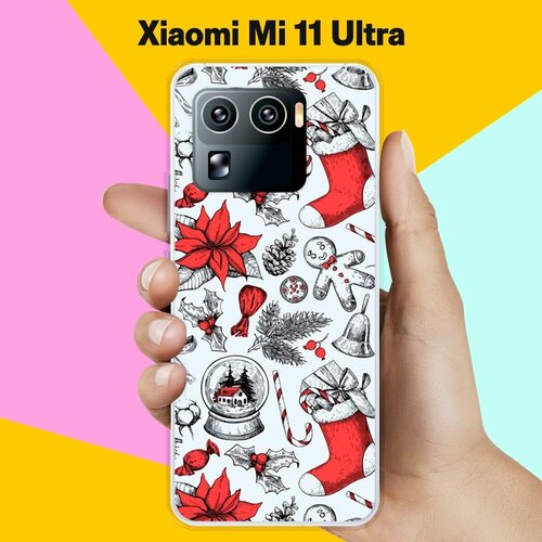 Силиконовый чехол на Xiaomi Mi 11 Ultra Узор Рождественский / для Сяоми Ми 11 Ультра силиконовый чехол на xiaomi mi 11 ultra пингвины для сяоми ми 11 ультра