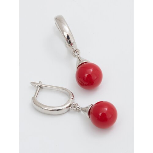 Серьги ЖемАрт коралл синтетический красныйсеребристый 1090₽