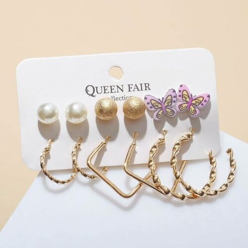 серьги пластик ягодка вишня цвет розовый в золоте 4706681 Серьги Queen Fair, эмаль, пластик, мультиколор, розовый