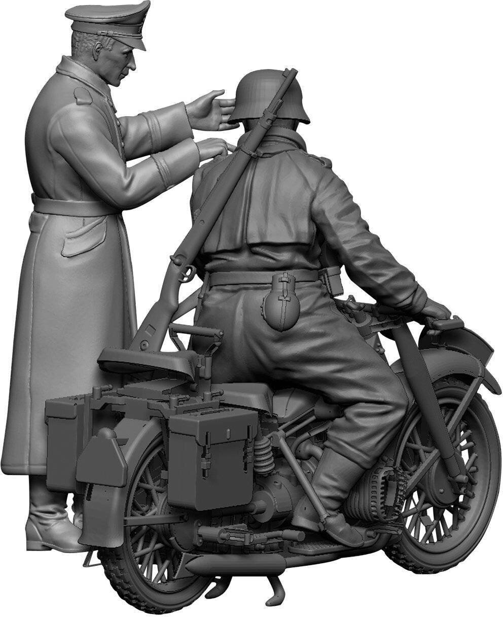 Немецкий тяжелый мотоцикл Р-12 с водителем и офицером (3632) - фото №8