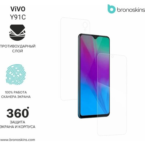 Защитная пленка для экрана и корпуса Vivo Y91c (Матовая, Защита задней панели)