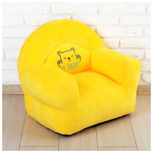 фото Детское кресло бока "мишка", мягкая, цвет желтый