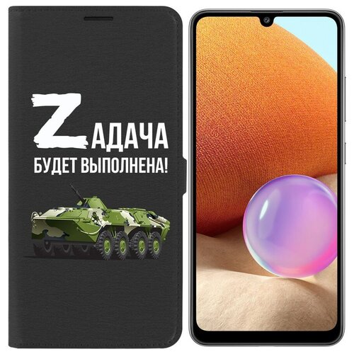 Чехол-книжка Krutoff Eco Book для Samsung Galaxy A32 (A325) черный чехол книжка защитный кейс krutoff eco book для samsung galaxy a32 a325 сердце из тюльпанов черный