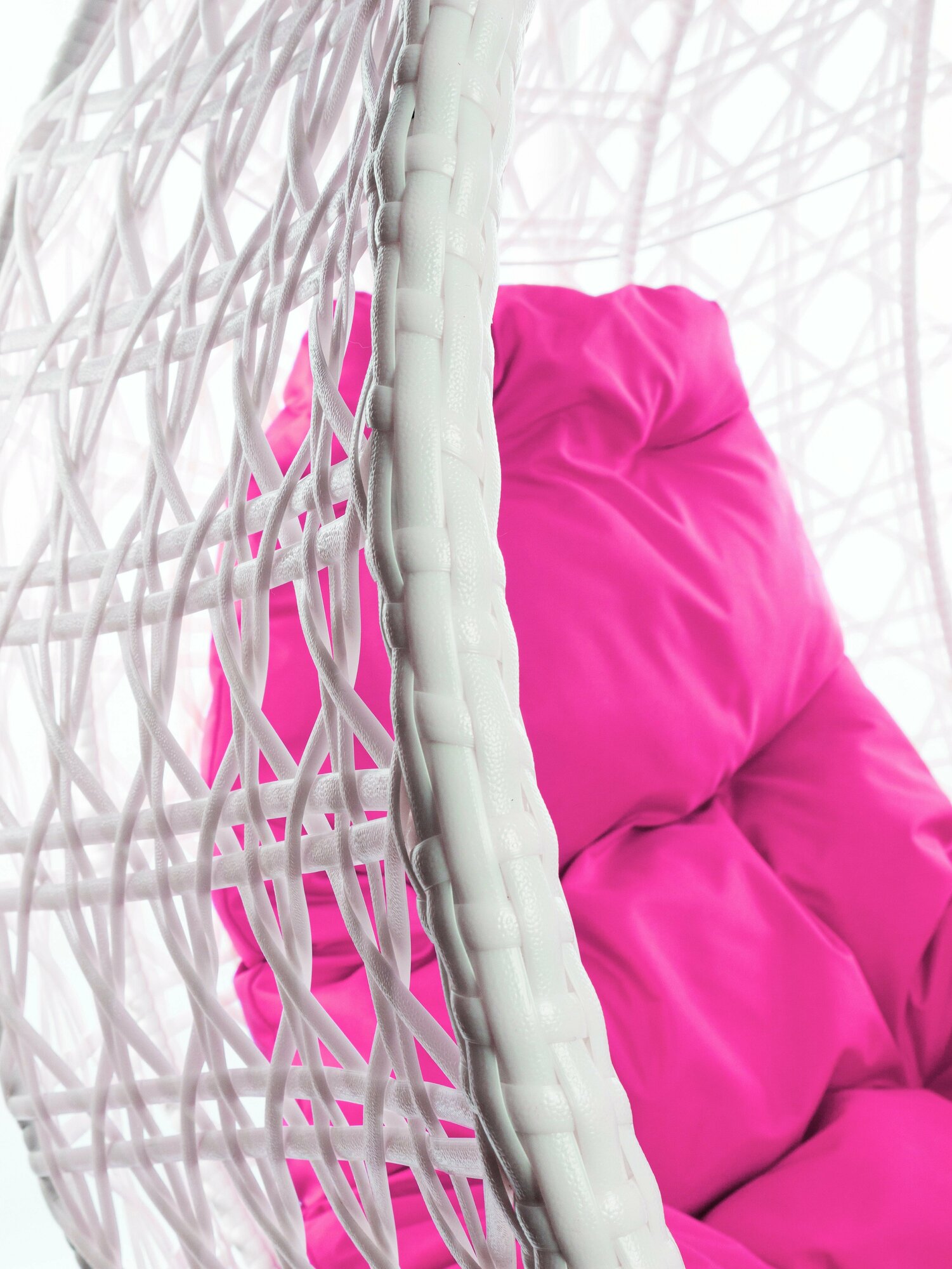 Подвесное кресло Люкс белое, розовая подушка - фотография № 7