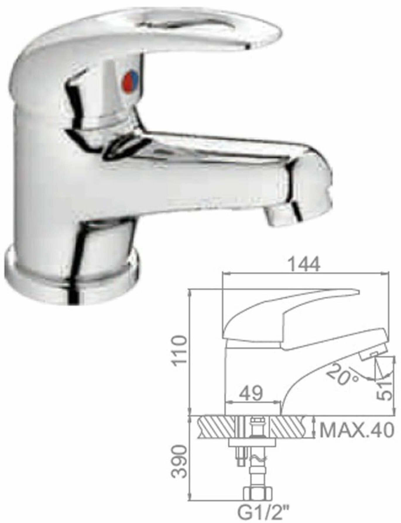 Смеситель для раковины (умывальника) Ledeme H02 L1002-B хром - фотография № 7