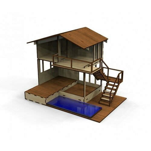 фото Кукольный деревянный домик с бассейном для кукол лол/ дом для игрушечных кукол с мебелью / подарок для девочки sonya story