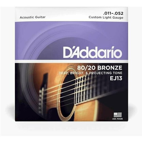 Струны для акустической гитары D'Addario EJ13 ej26 3d phosphor bronze струны для акустической гитары custom light 11 52 3 комплекта d addario