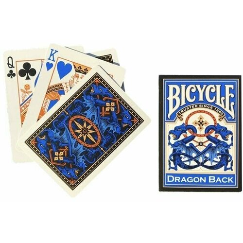 Карты игральные 54 шт. Bicycle Dragon Blue покерные, с пластиковым покрытием