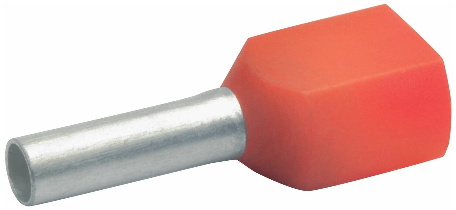Двойной втулочный изолир. наконечник Klauke 2x1,0 мм2, длина втулки 8 мм красный (100 шт. в уп.)