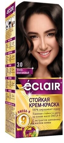 ECLAIR OMEGA-9 № 3.0 Темно-каштановый Стойкая крем-краска для волос