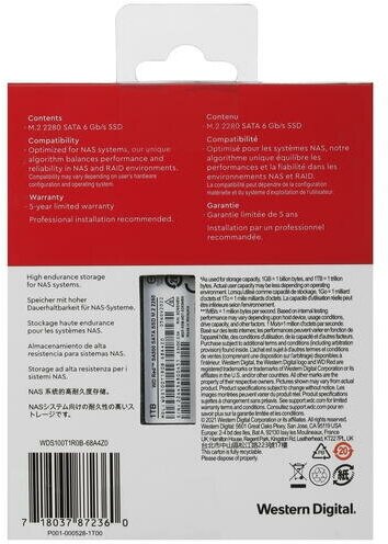 SSD накопитель WD Red SA500 1Тб, M.2 2280, SATA III - фото №13