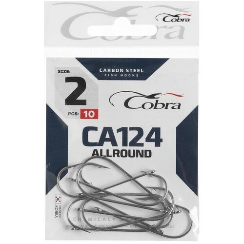 крючки cobra allround серия ca124 02 10 шт Крючки Cobra ALLROUND, серия CA124, № 02, 10 шт.