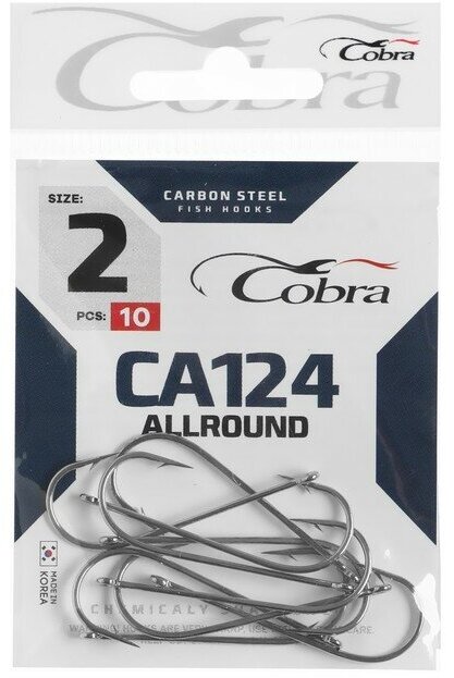 Крючки Cobra ALLROUND, серия CA124, № 02, 10 шт.