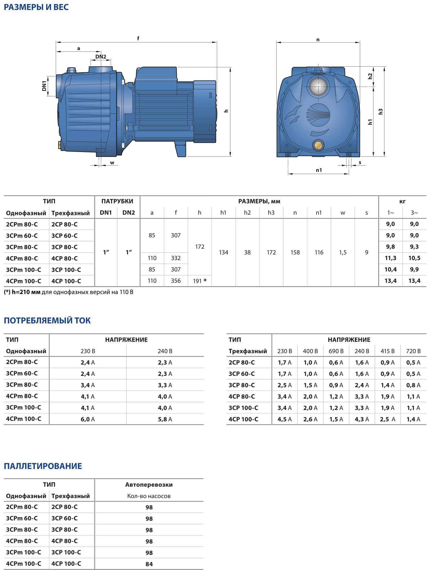 Поверхностный насос Pedrollo 3CPm 80 (370 Вт)