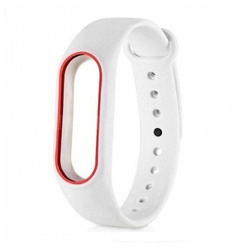 фото Силиконовый браслет для xiaomi mi band 5 / mi band 4 / mi band 3 с окантовкой белый с красным noname