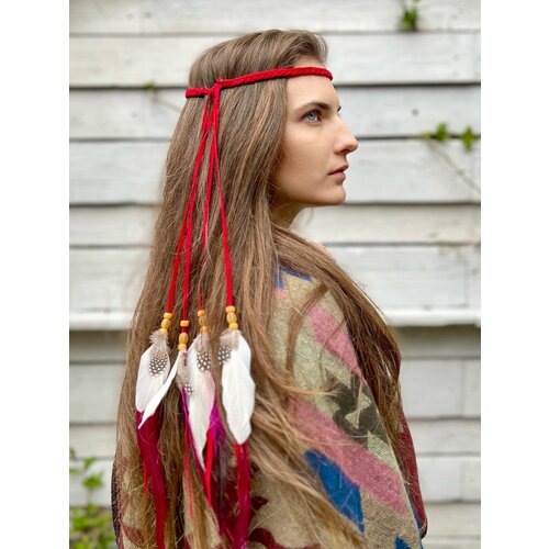 женская повязка на голову в стиле бохо регулируемая повязка на голову с перьями павлина 2023 Повязка на голову с перьями