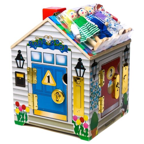 Купить Домик с замками и дверными звонками, Melissa Doug (развивающий центр, 4 персонажа, 2505), Melissa & Doug, Развивающие игрушки