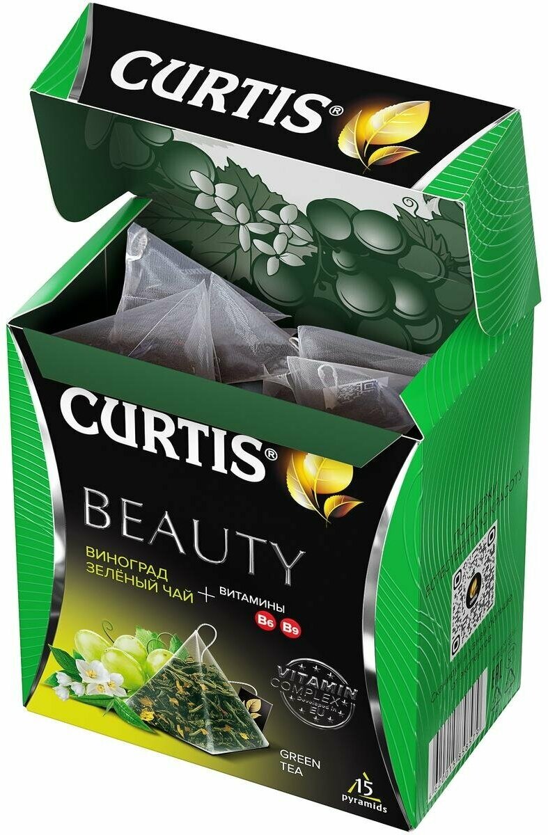 Чай зеленый Curtis Beauty Виноград и Зеленый чай 15*1.7г Май-Фудс - фото №15