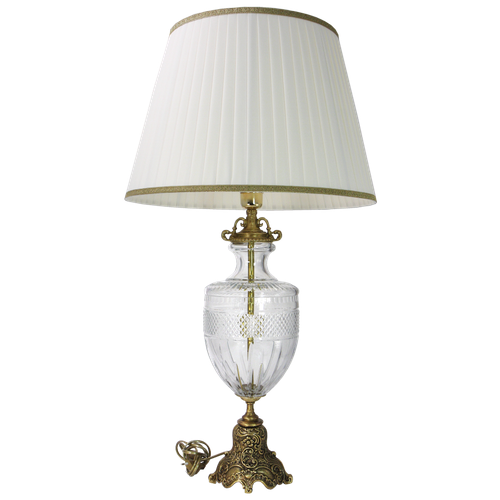 Лампа настольная из венецианского стекла на бронзовом основании с абажуром