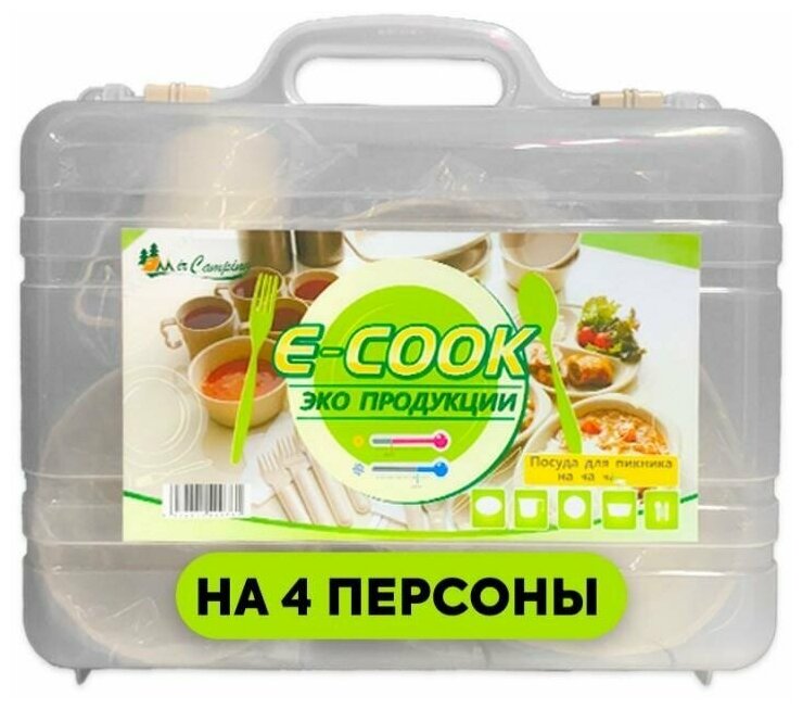 Набор посуды для пикника на 4 персоны E-COOK