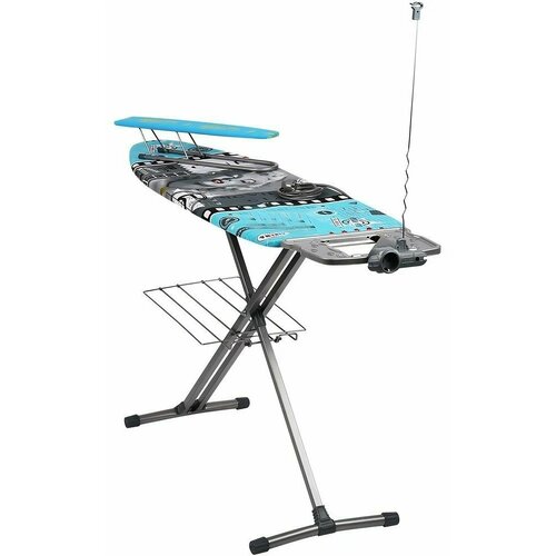 Термоустойчивая складная гладильная доска 122х40см с ярким цветочным принтом на железных устойчивых ножках с подставкой под утюг подрукавником полкой под белье удлинителем 22м 9989₽