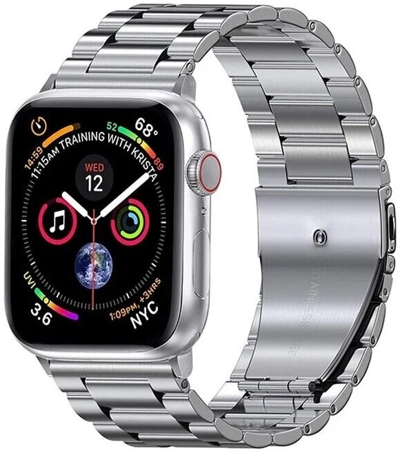 Ремешок Watch Band для Apple Watch (42/44/45/49) Series 1-8, SE, Ultra, металлический блочный, серебристый