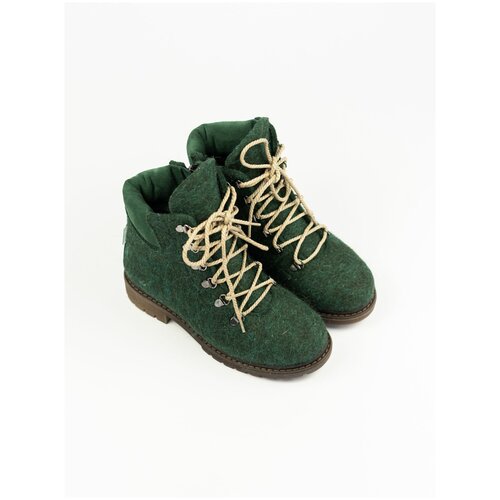 фото Ботинки marevo, зимние, натуральный велюр, полнота 8, размер 38, зеленый