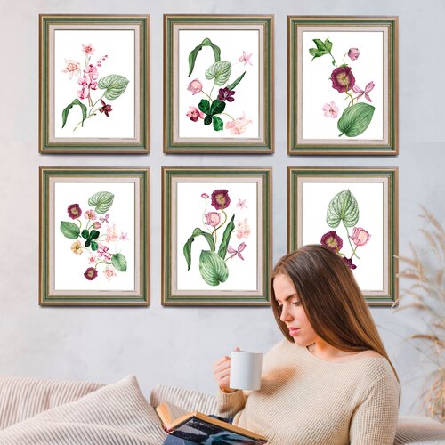 Постеры на стену для интерьера без рамы - 6 шт. А4 (21х30 см) - Весенние Цветы