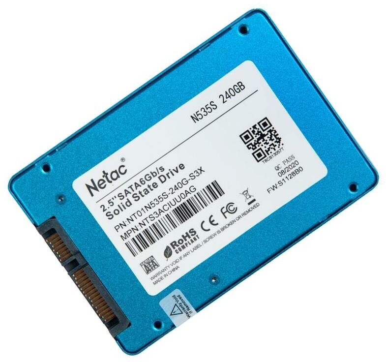 Внутренний SSD-накопитель Netac N535S 240GB 2,5” SATA-III, 3D TLC, Синий NT01N535S-240G-S3X - фото №12