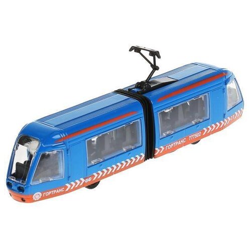 Трамвай ТЕХНОПАРК SB-17-51-O-WB(IC), 19 см, синий модель металлическая инерционная трамвай новый с гармошкой 19 см двери открываются цвет синий технопарк sb 17 51 o wb no ic