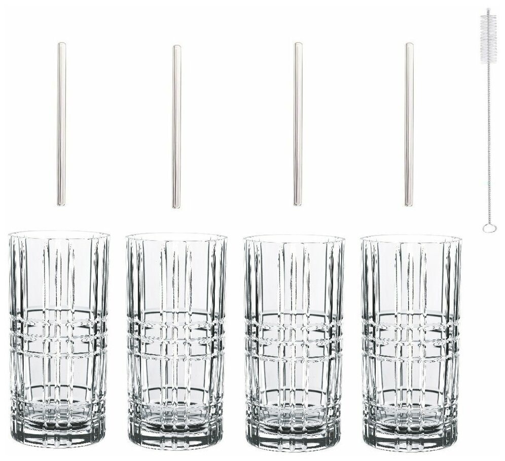Набор стаканов и трубочек, 4 комплекта, 445 мл, 103144, Nachtmann
