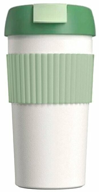 Термокружка-непроливайка KissKissFish Rainbow Vacuum Coffee Tumbler, green/white - фотография № 8
