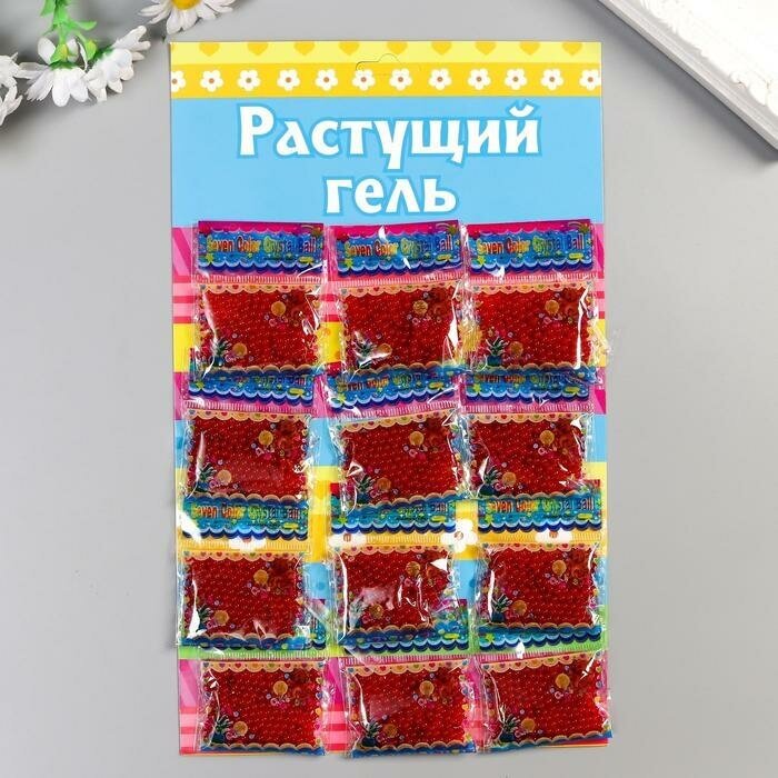 Растущий гель однотонный "Бордовый" набор 12 пакетов на блистере 5 гр 28х17 см